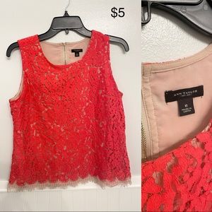 Closet clean-out, Ann Taylor lace tank, size 8
